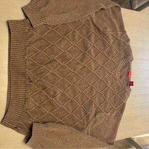Chocolate brown Izod cableknit oversized Sweater %100 cotton